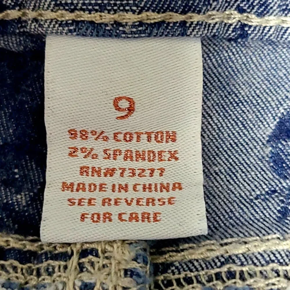 Y2K Candies Women's Size‎ 9 Floral Print Denim Blue Jean Shorts Booty Shorts